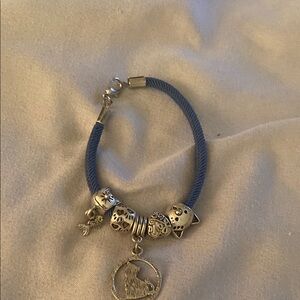 Silver and Blue Bohemian Charm Bracelet